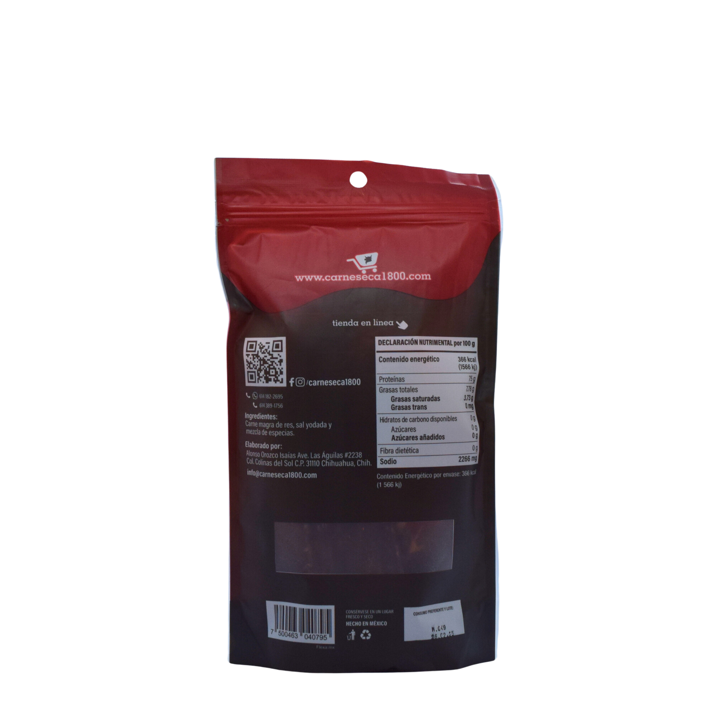 Carne seca 1800 - 100gr reverso