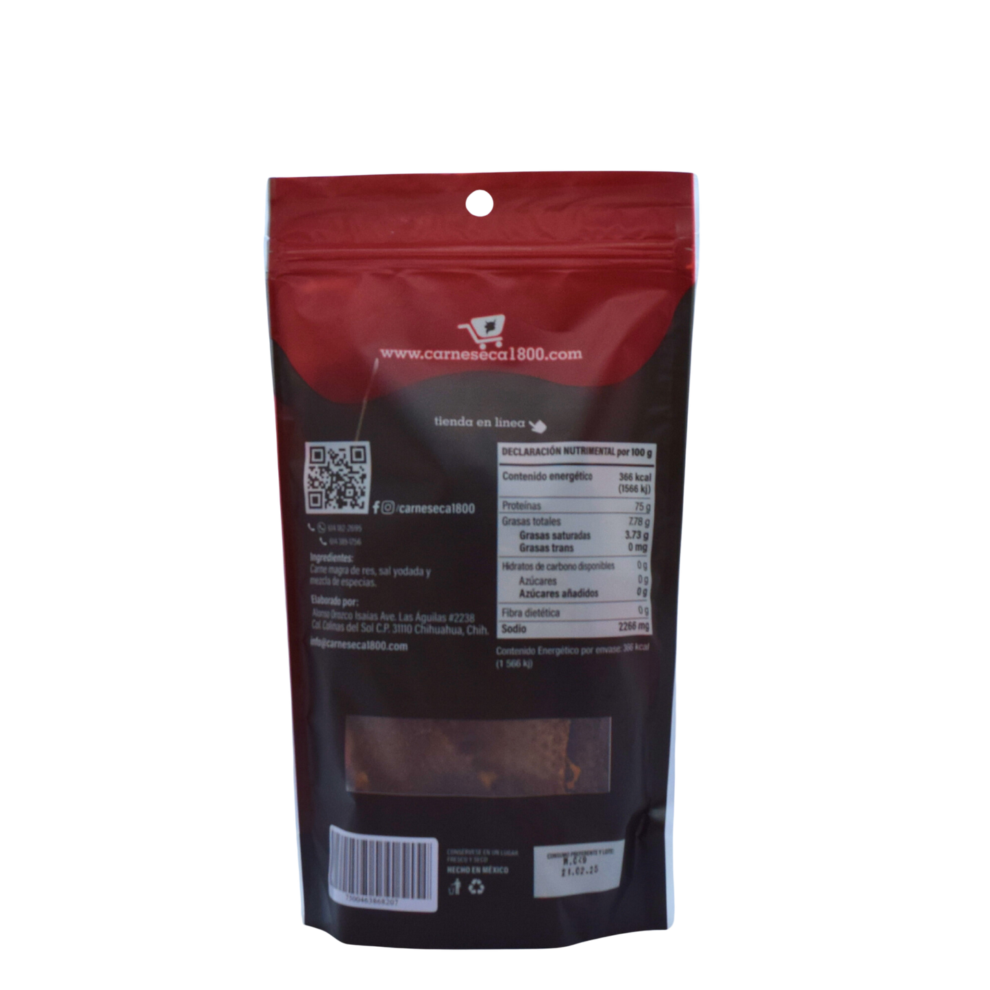 Carne seca 1800 - 200gr reverso