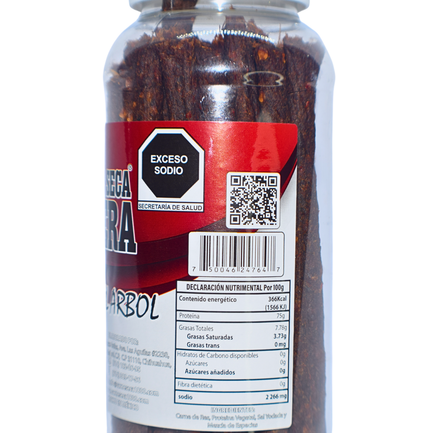 Tiras de carne seca 1800 sabor chile del arbol reverso